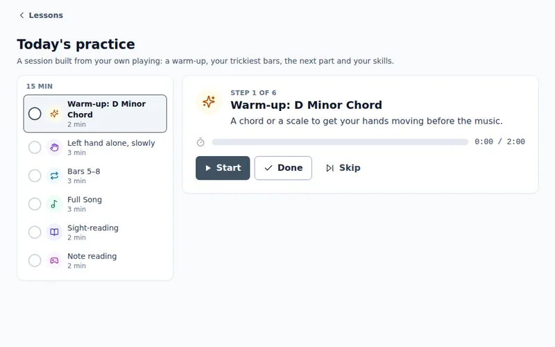 Today's practice: a plan of steps with a timer.